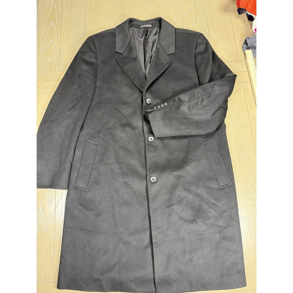 John W.‎ Nordstrom Overcoat Mens 44R Black Wool Cashmere Dress Coat Mid Length